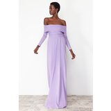 Trendyol Lilac Carmen Collar Tulle Long Evening Dress | shoptok.hr