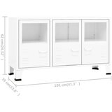  Komoda bela 105x35x62 cm kovina in steklo | Shoptok.si