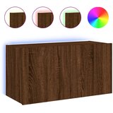 Maison Chic Stenska TV omarica - TV stojalo - Televizijska omarica z LED lučkami rjavi hrast 80x35x41 cm, (21701671) | Shoptok.si