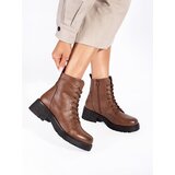 Sergio Leone Brown leather ankle boots with a thick sole by | Shoptok.si