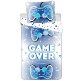 Jerry Fabrics Bijela/plava pamučna dječja posteljina za krevet za jednu osobu 140x200 cm Game over – Cijene