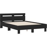  The Living Store Posteljni okvir z vzglavjem črn 120x200 cm inženirski les - Posteljni Okvir, (21455640) | Shoptok.si
