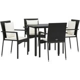  5-dijelni vrtni blagovaonski set s jastucima od poliratana crni Crna Dužina stola 80 cm | Shoptok.si