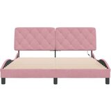 vidaXL Okvir kreveta s LED svjetlima ružičasti 160 x 200 cm baršunasti | shoptok.hr