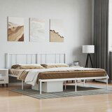 The Living Store Kovinski posteljni okvir z vzglavjem bel 193x203 cm - Posteljni Okvir, (21527701) | Shoptok.si