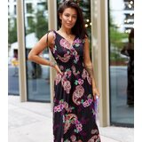Gemre Black Patterned Maxi Dress Bagnaturo | ePonuda.com