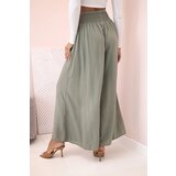 Kesi Włoski Women's viscose trousers with elastic waistband khaki | Shoptok.si