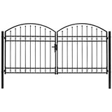  Vrata za ogradu ASSEN dvostruka vrata s lučnim vrhom čelik 300x125 cm | shoptok.hr