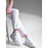 Marjin Women's Sneaker Thick Sole Gold Buckle Detailed Lace Up Sports Shoes Rofke White | ePonuda.com