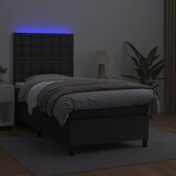  box spring s madracem LED crni 90x200 cm od umjetne kože | shoptok.hr