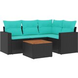 vidaXL Vrtna garnitura - 5-dijelni set vrtnih sofa od poliratana s jastucima crni - Crna 1 | shoptok.hr
