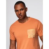 Ombre Men's cotton t-shirt with printed pocket - orange | Shoptok.si