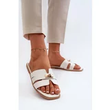 Kesi Women's flat slippers with embellishment, white Kavinia