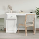 vidaXL Pisalna miza s predali bela 115x50x75 cm inženirski les Cene