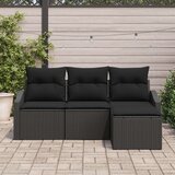  Set za vrtnu sofu od 4 komada s jastučićima crna poli ratan | shoptok.hr