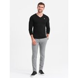 Ombre Set of men's SLIM FIT longsleeves with V neckline and logo 2-pack | Shoptok.si