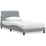 Krevet s madracem svjetlosivi 100x200 cm od tkanine | Eponuda.com