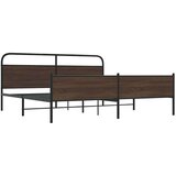 Metalni Kovinski posteljni okvir brez vzmetnice rjavi hrast 193x203 cm, (21611809) | Shoptok.si