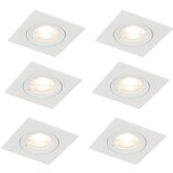 QAZQA Komplet 6 vgradnih reflektorjev belih kvadratnih GU10 50 mm IP44 - Xena Cene