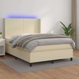 vidaXL Box spring postelja z vzmetnico LED krem 140x190cm um | Shoptok.si