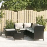 Maison Chic Seti vrtnega pohištva - Vrtna garnitura - Vrtni pohištvo set 4-delna z blazinami črn poli ratan, (21820269) | Shoptok.si