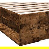 vidaXL Posteljni okvir s predalom dimljen hrast 75x190 cm inž. les | Shoptok.si