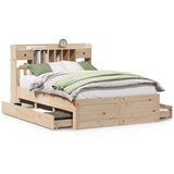 vidaXL Krevet s regalom za knjige bez madraca 160x200 cm od borovine | shoptok.hr