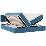 vidaXL Krevet s LED trakama s pohranom Tamno plava 200 x 200 cm Baršun - Tamno plava 200 x 200 cm Blok sa kvadratićima | shoptok.hr