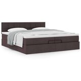 vidaXL Otomanski posteljni okvir z vzmetnico temno rjava 200x200 cm, (21670776) | Shoptok.si