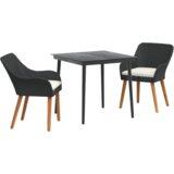 vidaXL 3-delni vrtni jedilni set črni poli ratan | Shoptok.si