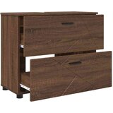 vidaXL Kopalniška omarica s predalom Rjavi hrast 76.5 x 35 x 64 cm | Shoptok.si
