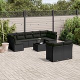 vidaXL 10-dijelni set vrtnih sofa s jastucima crni od poliratana Cijene