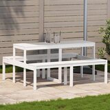 Stol za piknik bijeli 160 x 134 x 75 cm od masivne borovine | shoptok.hr