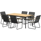 7-dijelni metalni blagovaonski set za 6 osoba blagovaonski stol sa 6 stolica blagovaonski set prirodno drvo + crna boja u