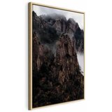  Slika - Heart of Mountain Landscape (1-part) - Clouds Amid Rocks 60x90 U prirodnom drvenom okviru | shoptok.hr