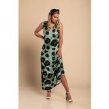 Fenzy Maxi Obleka Z Leopardjim Potiskom, Zelena | Shoptok.si