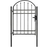  Vrata za ogradu s lučnim vrhom čelična 100 x 125 cm crna | shoptok.hr