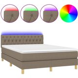  box spring s madracem LED smeđesivi 140x200 cm tkanina | shoptok.hr