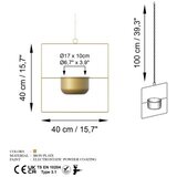 WALLXPERT Dekorativna saksija za cvijeće sa privjeskom, 40x40x17 cm, zlatna boja | Eponuda.ba