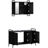  Set ormarića za kupaonicu 2 kom. Crni hrast 65 5 x 34 x 61 cm - Crni hrast Ormar s umivaonikom (3 vrata) + viseći ormar | shoptok.hr