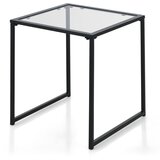 Costway Stranska mizica Kavna mizica s steklenim vrhom 43 x 43 x 45 cm, (5000007554) Cene