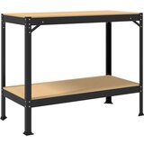  Delovne klopi s polico Črna 81 x 41 x 145 cm Konstruiran les, (5000110598) | Shoptok.si