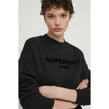 Superdry Bombažen pulover ženska, črna barva