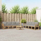  Set vanjskih sofa 9 pcs Bijela i svjetlosiva Poliester | shoptok.hr