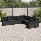 vidaXL 10-dijelni set vrtnih sofa s jastucima crni od poliratana | shoptok.hr