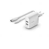 Belkin Dual USB-A Charger, 24W incl. Lightning Cable 1m, white | shoptok.hr