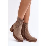 Boto Women's Ankle Boots with Block Heel Beige Argastis | Shoptok.si