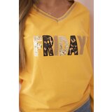 Kesi Women's sweatshirt with a sequin inscription mustard | Shoptok.si