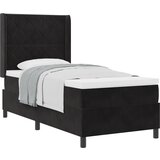 vidaXL Škatlasta postelja z vzmetnico Črna 90x200 cm Žamet | Shoptok.si