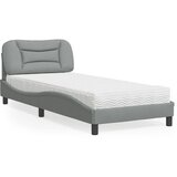  The Living Store Postelja z vzmetnico svetlo siva 90x190 cm blago - Postelja, (21502679) | Shoptok.si